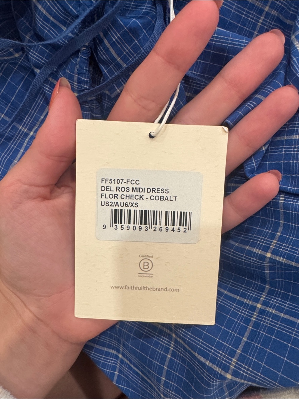 Faithfull the Brand Blue Plaid Halter Maxi Dress - Picture 2 of 2